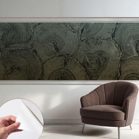 Papier peint adhésif décoratif avec colle pour salon chambre à coucher et bureau Design moderne et facile à poser Cernes de bois 250x104 cm