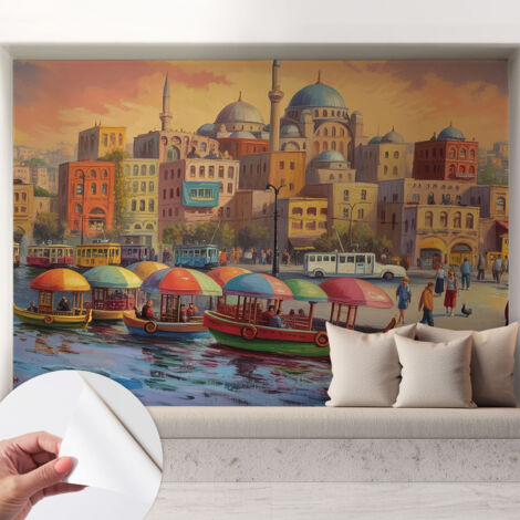 Papier peint adhésif décoratif avec colle pour salon chambre à coucher et bureau Design moderne et facile à poser Côte urbaine 208x146 cm