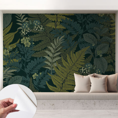 Papier peint adhésif décoratif avec colle pour salon chambre à coucher et bureau Design moderne et facile à poser Élégance verte 208x146 cm