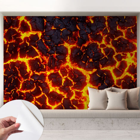 Papier peint adhésif décoratif avec colle pour salon chambre à coucher et bureau Design moderne et facile à poser Magma puissant 208x146 cm
