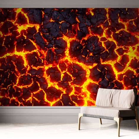 Papier peint adhésif décoratif avec colle pour salon chambre à coucher et bureau Design moderne et facile à poser Magma puissant 312x219 cm