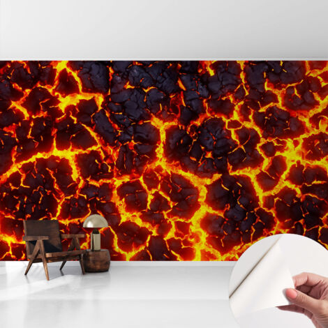Papier peint adhésif décoratif avec colle pour salon chambre à coucher et bureau Design moderne et facile à poser Magma puissant 416x254 cm