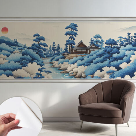 Papier peint adhésif décoratif avec colle pour salon chambre à coucher et bureau Design moderne et facile à poser Nature paisible 250x104 cm