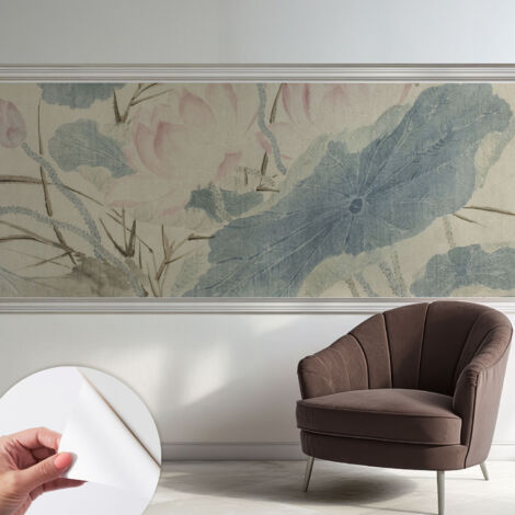 Papier peint adhésif décoratif avec colle pour salon chambre et bureau Installation rapide Feuilles de lotus 250x104 cm