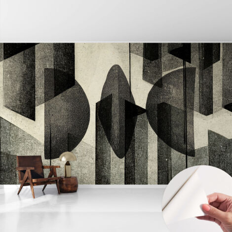 Papier peint adhésif décoratif avec colle pour salon chambre et bureau Installation rapide Formes géométriques 416x254 cm