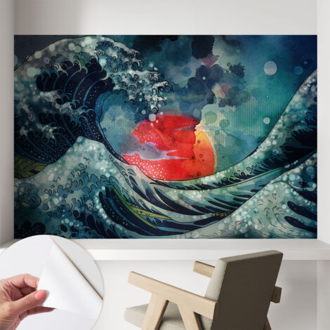 Papier peint adhésif décoratif avec colle pour salon chambre et bureau Installation rapide Lever de soleil océanique 104x70 cm