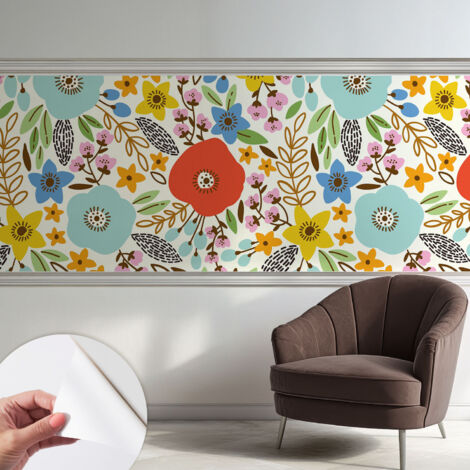 Papier peint adhésif décoratif avec colle pour salon chambre et bureau Installation rapide Motif floral 250x104 cm