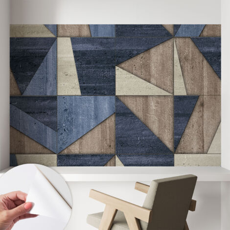 Papier peint adhésif décoratif avec colle pour salon chambre et bureau Installation rapide Motifs géométriques 104x70 cm