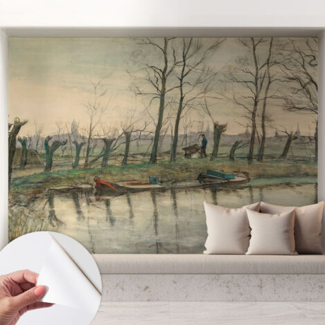 Papier peint adhésif décoratif avec colle pour salon chambre et bureau Installation rapide Paysage hivernal 208x146 cm