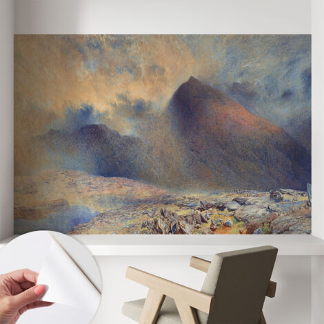 Papier peint adhésif décoratif avec colle pour salon chambre et bureau Installation rapide Paysage montagneux 104x70 cm