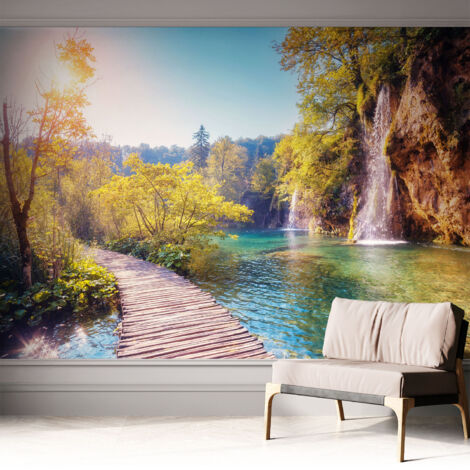Papier peint adhésif décoratif avec colle pour salon chambre et bureau Installation rapide Paysage naturel 312x219 cm