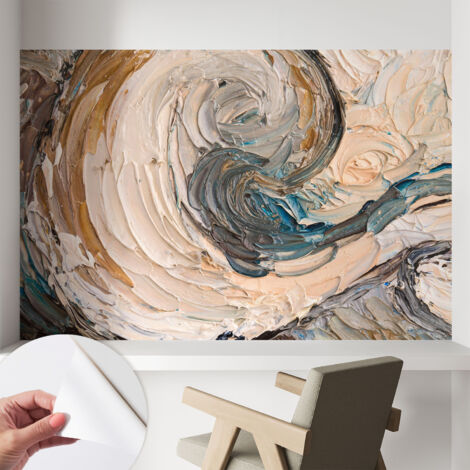 Papier peint adhésif décoratif avec colle pour salon chambre et bureau Installation rapide Tourbillons colorés 104x70 cm
