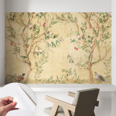 Papier peint adhésif décoratif pour chambre et salon Design moderne à poser facilement Accents floraux 104x70 cm