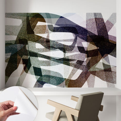 Papier peint adhésif décoratif pour chambre et salon Design moderne à poser facilement Arcs colorés 104x70 cm