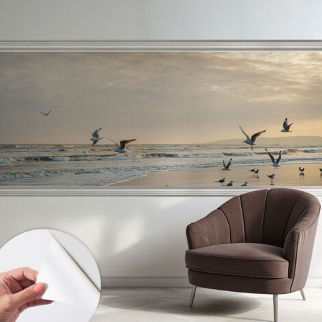 Papier peint adhésif décoratif pour chambre et salon Design moderne à poser facilement Calme côtier 250x104 cm