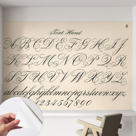 Papier peint adhésif décoratif pour chambre et salon Design moderne à poser facilement Écriture calligraphique 152x104 cm