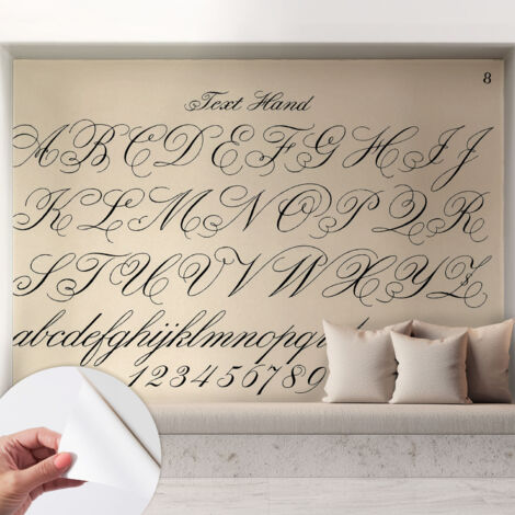 Papier peint adhésif décoratif pour chambre et salon Design moderne à poser facilement Écriture calligraphique 208x146 cm