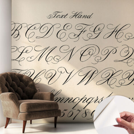 Papier peint adhésif décoratif pour chambre et salon Design moderne à poser facilement Écriture calligraphique 250x250 cm