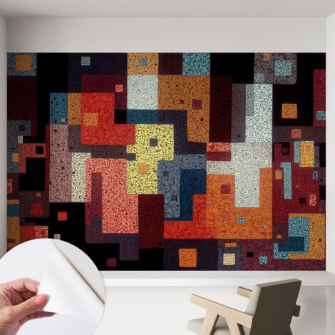 Papier peint adhésif décoratif pour chambre et salon Design moderne à poser facilement Formes colorées 152x104 cm