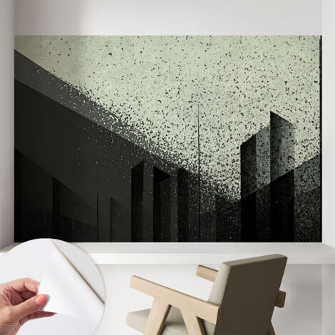 Papier peint adhésif décoratif pour chambre et salon Design moderne à poser facilement Géométrie urbaine 104x70 cm