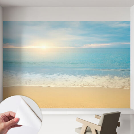 Papier peint adhésif décoratif pour chambre et salon Design moderne à poser facilement Lever du soleil 152x104 cm
