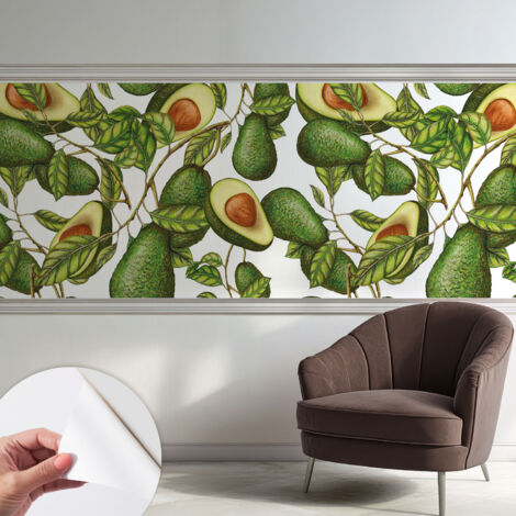 Papier peint adhésif décoratif pour chambre et salon Design moderne à poser facilement Motif d'avocat 250x104 cm