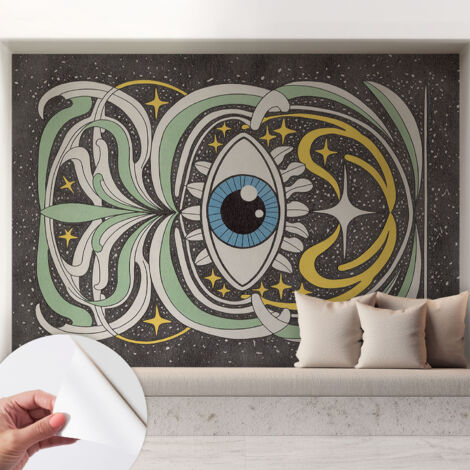 Papier peint adhésif décoratif pour chambre et salon Design moderne à poser facilement Œil symétrique 208x146 cm