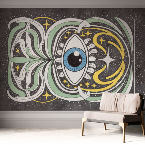 Papier peint adhésif décoratif pour chambre et salon Design moderne à poser facilement Œil symétrique 312x219 cm