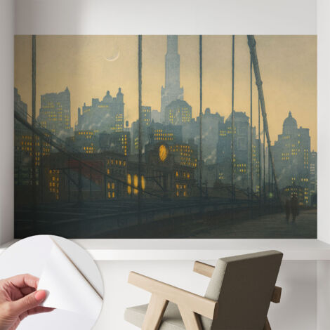 Papier peint adhésif décoratif pour chambre et salon Design moderne à poser facilement Panorama du soir 104x70 cm