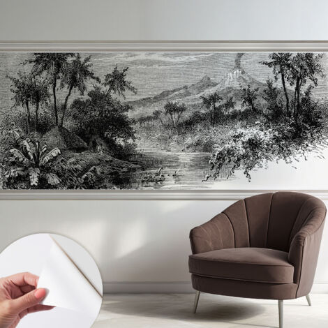 Papier peint adhésif décoratif pour chambre et salon Design moderne à poser facilement Panorama exotique 250x104 cm