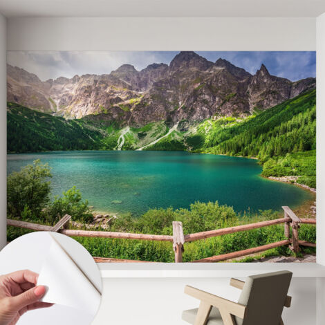 Papier peint adhésif décoratif pour chambre et salon Design moderne à poser facilement Paysage montagneux 152x104 cm