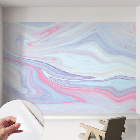 Papier peint adhésif décoratif pour chambre et salon Design moderne à poser facilement Tourbillon pastel 152x104 cm