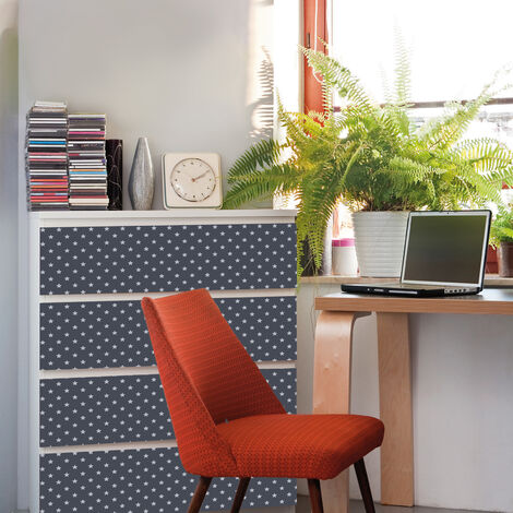 Papier peint adhésif décoratif pour meuble Stars gris 200 x 45 cm étoiles