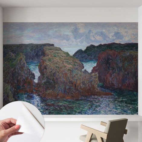 Papier peint adhésif décoratif pour salon chambre et cuisine Facile à poser avec colle Côte rocheuse 152x104 cm