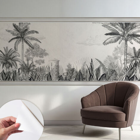 Papier peint adhésif décoratif pour salon chambre et cuisine Facile à poser avec colle Décor tropical 250x104 cm