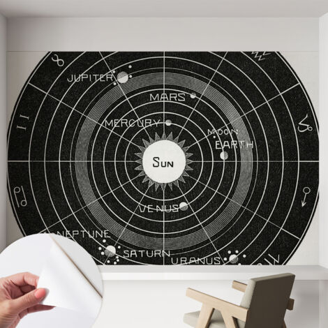 Papier peint adhésif décoratif pour salon chambre et cuisine Facile à poser avec colle Diagramme cosmique 152x104 cm