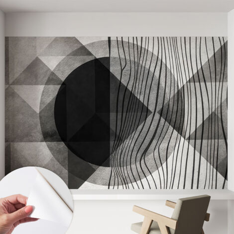 Papier peint adhésif décoratif pour salon chambre et cuisine Facile à poser avec colle Formes abstraites 152x104 cm