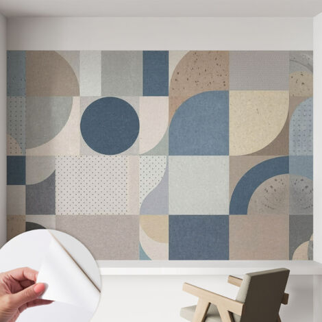 Papier peint adhésif décoratif pour salon chambre et cuisine Facile à poser avec colle Mosaïque géométrique 152x104 cm