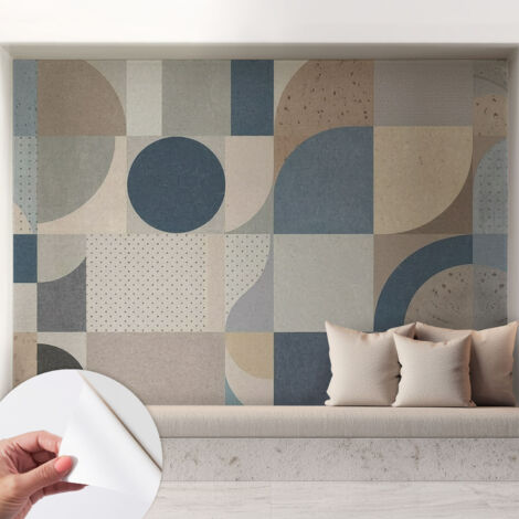 Papier peint adhésif décoratif pour salon chambre et cuisine Facile à poser avec colle Mosaïque géométrique 208x146 cm