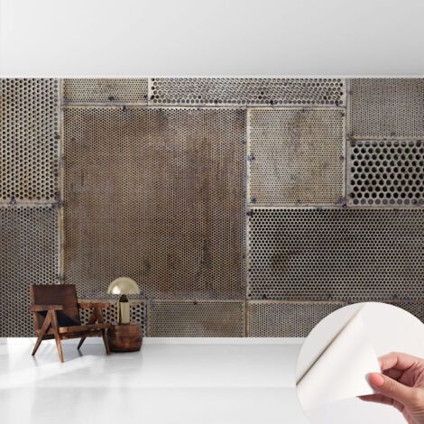 Papier peint adhésif décoratif pour salon chambre et cuisine Facile à poser avec colle Motifs métalliques 416x254 cm
