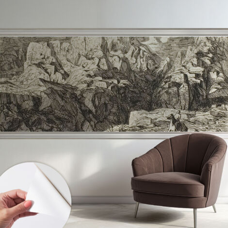 Papier peint adhésif décoratif pour salon chambre et cuisine Facile à poser avec colle Paysage montagneux 250x104 cm