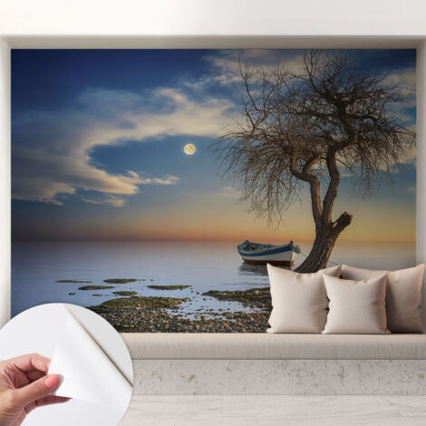 Papier peint adhésif décoratif pour salon chambre et cuisine Facile à poser avec colle Paysage paisible 208x146 cm