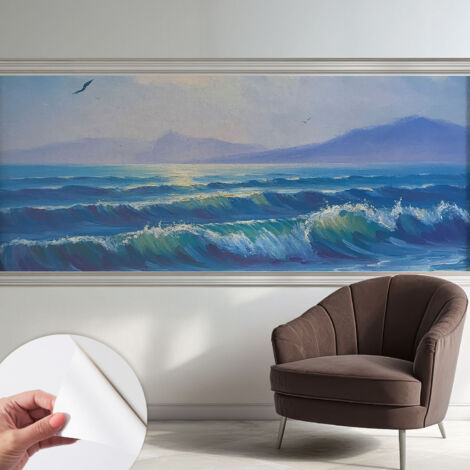 Papier peint adhésif décoratif pour salon chambre et cuisine Facile à poser avec colle Vagues marines 250x104 cm