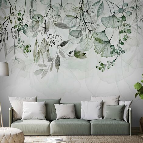Papier peint adhésif Foggy Nature Green - 196 x 140 cm