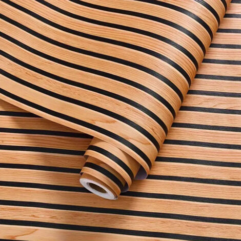 Papier peint adhésif imitation bois à lattes, amovible et repositionnable, effet bois 3D, idéal pour recouvrir les murs, cheminées, meubles, tables et armoires (45 cm x 10 m).