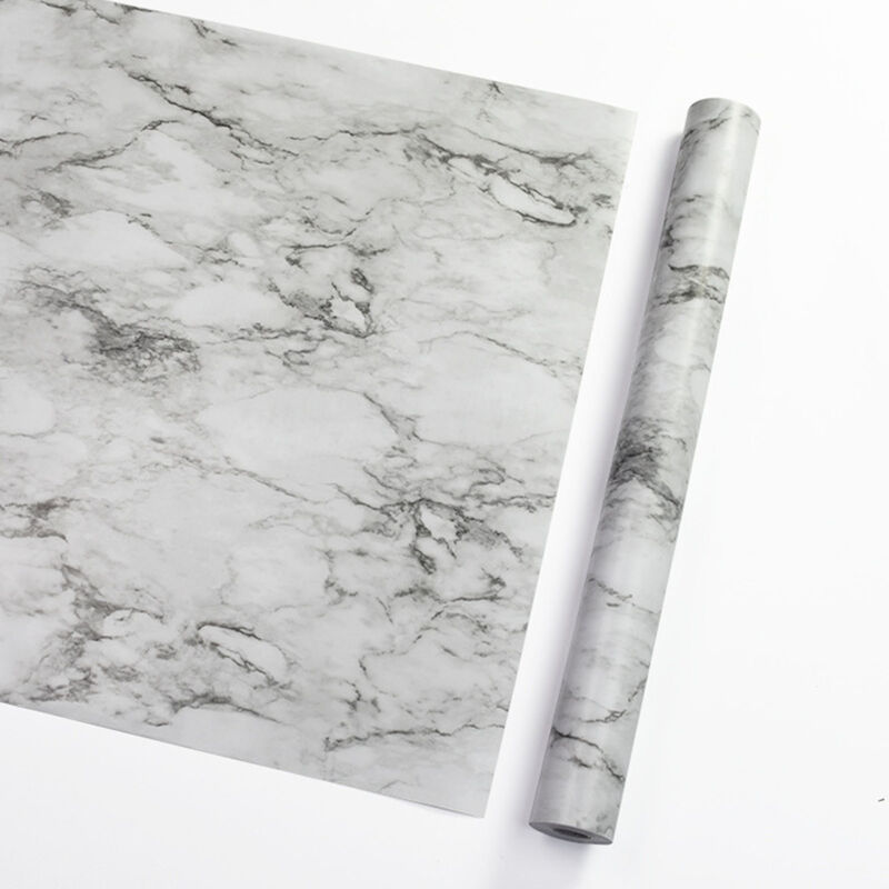 Papier peint adhésif marbre blanc imperméable pour décoration murale