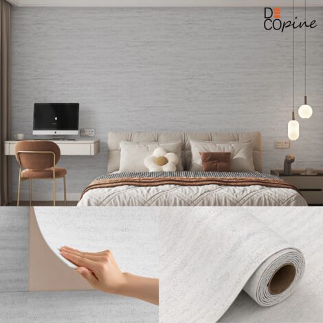 Papier peint adhésif souple effet pierre naturelle – 60x280 cm – Ton gris clair – Résistant à l’eau et à l’usure