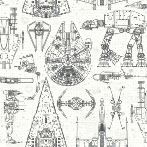 Papier peint adhésif Star Wars Blueprint - 52,07 cm x 5.03 m