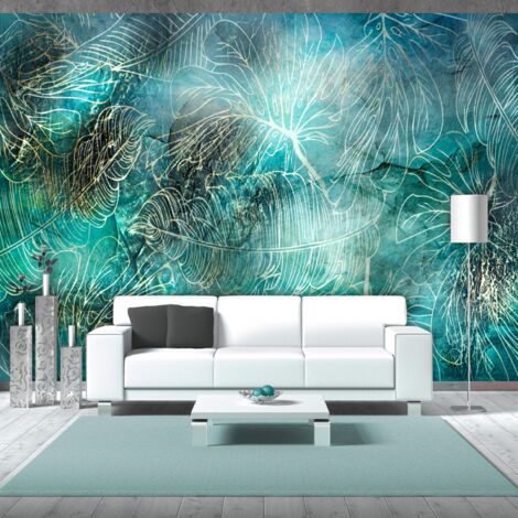 Papier peint adhésif Turquoise Vegetation - 196 x 140 cm