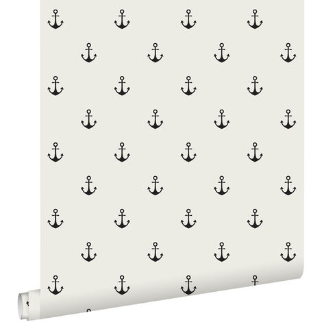 papier peint ancres beige et noir  - ESTAhome